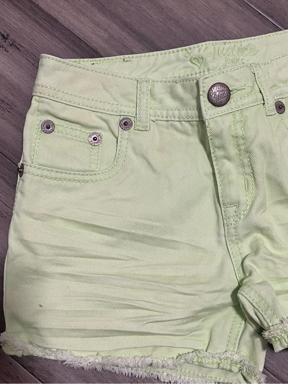 Justice Girls Shorts Juniors Size 14 Neon Green Shorts Beach Summer Shorts Y2K